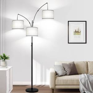 lot 19116 image: Dimmable Floor Lamp, 3 Lights Black Arc Floor Lamp, Modern Tall Standing Tree Lamp with Grey Linen Shades and Heavy Base, 3000LM LED Bulbs, Bright Lighting for Living Room, Bedroom, Office and Reading