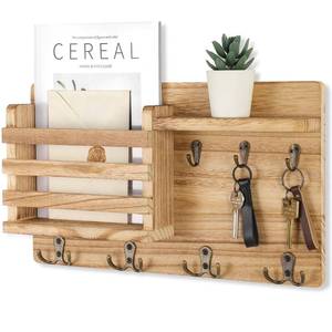 lot 19119 image: Nekon Mail Holder for Wall, 16.8 Inch Mail Organizer, Wood