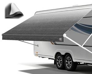 lot 19140 image: RV Awning Fabric Replacement 18FT (Fabric 17ft2in), Upgraded 19.5oz 5-Layer Heavy Duty Rip-Stop Vinyl, Waterproof UV Resistant Camper Awning Canopy for Electric and Manual Awnings, Trailer and Motorhome