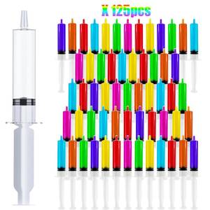 lot 19158 image: 125 Pack Jello Syringes with Caps, 10ml Reusable Plastic Syringes for Party Desserts, Jelly, Pudding, Juice - BPA-Free Halloween Thanksgiving Christmas Birthday Supplies