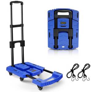 lot 19166 image: Voipvvii Folding Hand Truck 500lbs, Portable Heavy Duty Dolly Cart, 6 Wheels Collapsible Luggage Cart with 2 Elastic Ropes - Compact Trolley Cart for Easy Moving - Ideal Hand Cart for Travel and More