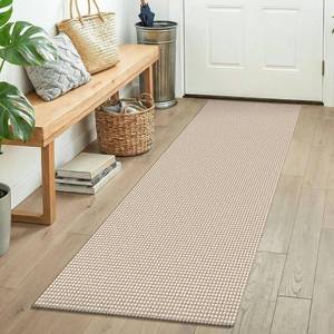 lot 19173 image: KOZYFLY Runners for Hallways 2x5 ft Washable Kitchen Runner Non Slip Rubber Backed Hall Runners Cotton Entryway Runner Rugs for Indoor Backdoor Bedroom Kitchen, IvoryCamelBrown