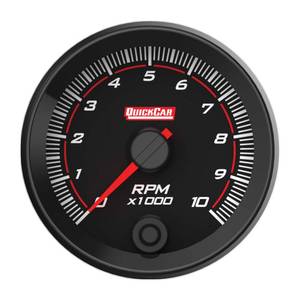 lot 20125 image: QuickCar Racing Products Tachometer, Redline, Single Recall, 10000 RPM, Electric, Analog, 2-58 in Diameter, Memory, Black Face, Each