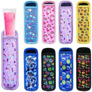 lot 20126 image: Hzran Ice Pop Sleeves, 8 Pieces Ice Pop Neoprene Insulator Sleeves, Freezer Popsicle Holder Sleeves, Colorful Ice Sleeves Holder Bag, Reusable Washable Ice Popsicle Holders for Kids.