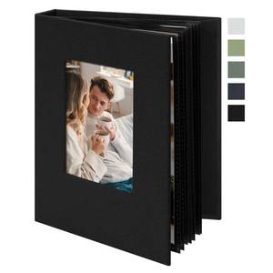 lot 20128 image: Remowith Small 4x6 Photo Album 24 Pockets Linen Cover Black