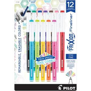 lot 20130 image: PILOT FriXion Fineliner Erasable Marker Pens, Pack of 10, Assorted Colors (Open Box)