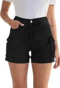 lot 20132 image: Metietila Womenfts Stretchy Cargo Jean Shorts High Waisted Black Denim Shorts with Pockets XL