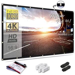 lot 20143 image: Mdbebbron 120 inch Projector Screen 169 Foldable Anti-Crease Portable Projector Movies Screens for Home Theater Outdoor Indoor Support Double Sided Projection