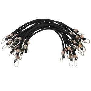 lot 20145 image: 15 Pack Heavy Duty Bungee Cords with Hooks 10 Inch Mini Bungee Cords Heavy Duty Outdoor Black Elastic Rope Rubber Strap for Camping Luggage Roof Racks Car Tents Tarps Bikes Rvs