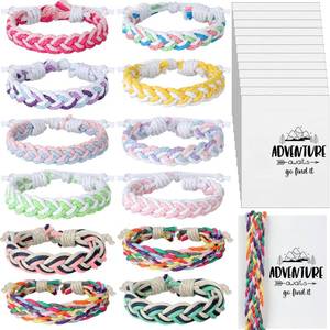 lot 20159 image: Ecally 7 Pack Handmade Camping Braided Friendship Bracelets Girl Scout Gifts with Cards Party Favors Gift for Teen Girl Boy Woven Adjustable Colorful Wrap Bracelet with Sliding Knot Birthday(Girls)