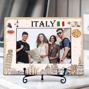 lot 20168 image: Gsauto Italy Travel Picture Frame, Italian Honeymoon Gifts Photo Frames with Iron Stand for Home Office Indoor Table Shelf Display - F06