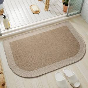 lot 20180 image: YDKGL Half Circle Bath Mat, Non Slip Thin Bathroom Rugs, Brown 20x31