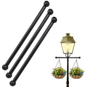 lot 20181 image: DEAYOU 3 Pack Lamp Post Cross Arm, 16in Cross Arm Ladder Rest with Removable Knobs, Metal Bar Handle Replacement for Outdoor Lamp Posts and Light Poles, Easy to Mount, Weather Resistant, Black