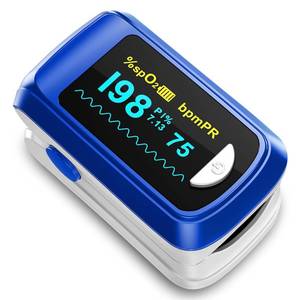 lot 20182 image: Pulse Oximeter Fingertip Oxygen Monitor Fingertip Pulse Ox Heart Rate and SpO2 Finger Pulse Oximeter for SpO2Heart RatePerfusion Index Blood Oxygen Saturation Monitor with Battery Lanyard (Blue)