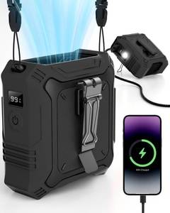 lot 20184 image: TUNISE Portable Fan with 5-Speed Settings, Dual-Sided Clip on Wearable Belt Waist Fan for 8000mAh, 2 Settings including Flashlight,Travel Essential for Outdoor Camping as Power Bank