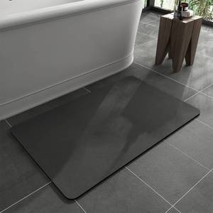 lot 20198 image: MontVoo -Bath Mat Rug-Rubber Backing Non Slip Quick Dry Absorbent Thin Bathroom Rugs Fit Under Door-Faux Suede Surface Bathroom Floor Mats-Shower Rug for in Front of Bathtub Shower Dark Grey 16inx24in