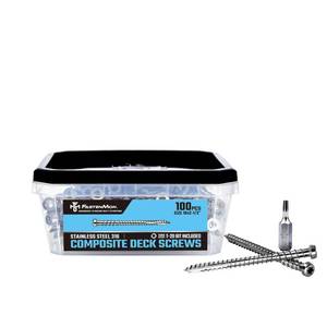 lot 20201 image: FM FastenMon Composite Deck Screws, #10 x 2-12in, 100PCS, Natural (Open Box, May Be Missing Pieces)