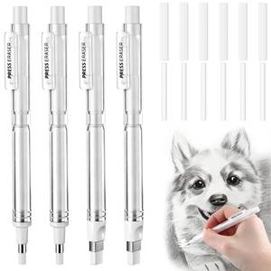 lot 20224 image: 4 Pack Mechanical Eraser Pen with 12 Refills for Artists