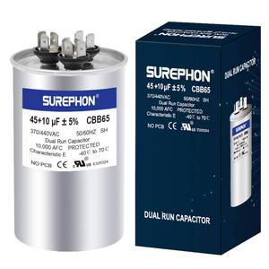 lot 20230 image: SUREPHON 4510 uF 4510 MFD �5% 370V440VAC Dual Run Start Capacitor CBB65 Works for AC Unit Fan Motor Start or Heat Pump or Condenser Straight Cool