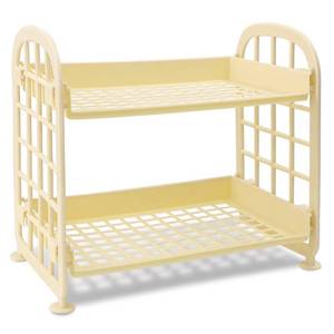 lot 20232 image: QUMENEY Desktop Rack Cosmetic Stationery Storage Holder, 2-Tier Multifunctional Plastic Shelf Makeup Organizer for Skincare Office Kitchen Bedroom Bathroom Home (Lemon Yellow)