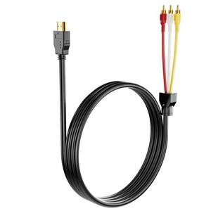 lot 20237 image: BERLAT HDMI to RCA Converter, 1080P 5ft HDMI Male Goldplated to 3-RCA Video Audio AV Cable Connector Adapter Transmitter for TV HDTV DVD(NO Signal Conversion Function)