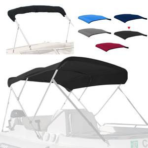 lot 20246 image: Seapisode 3 Bow Fade and Crack Resistant Bimini Top Replacement Cover600D Marine Grade Polyester Waterproof Sun Shade Boat CanopyEasy Install Zipper Sleeves Boat Awning,Black 6ftL 67in-72in W