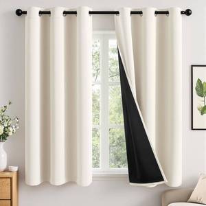 lot 20247 image: MIULEE Cream 100% Blackout Curtains for Bedroom 40x63 Inch Long