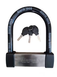 lot 20248 image: EnzZone Heavy Duty Anti Theft Alarm U Lock for E-Bikes, Scooters, Motorcycles - 16mm Stainless Steel, 3 Keys, Weatherproof
