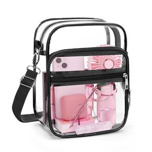 lot 20258 image: Blvornl Crossbody Bag with Adjustable Shoulder Strap, Stadium Approved PVC Clear Purse Bag with Front Pocket, Clear Messenger Bag for Women and Men for Concerts Sports Events