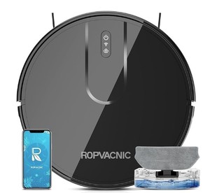 lot 1743 image: ROPVACNIC Robot Vacuum and Mop Combo 5200Pa Suction Robotic Cleaner
