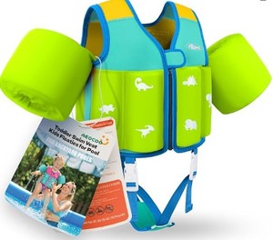 lot 5349 image: Childrenfts Swim Vest Life Jacket Yellow Blue Dinosaur Print size m