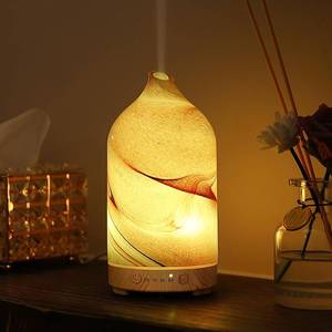 lot 1771 image: Essential Oil Diffuser Hand Blown Glass Aromatherapy Diffuser - Ultrasonic Cool Mist Scent Aroma Diffuser, Whisper Quiet with Auto Shut-Off, Timer Setting &7 Colors Night Light for Home