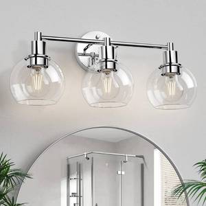 lot 1775 image: Espird 3 Lights Bathroom Vanity Light Fixtures Chrome, Bathroom Lights Over Mirror, Industrial and Farmhouse 3 Light Wall Sconce, Polished Chrome Globe Vanity Lighting Fixtures