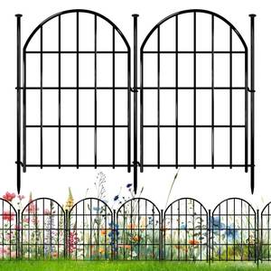 lot 1776 image: 26 Pack Decorative Garden Fence, 22in X 28ft Arched No Dig Fence Border, Garden Edging Border, Rustproof Metal Animal Barrier with Ground Stake for Dog, Rabbit, Outdoor Yard Patio Decor