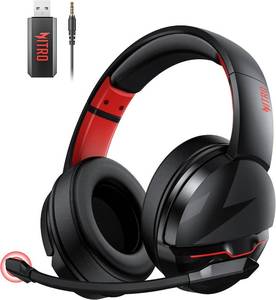 lot 1785 image: acer Wireless Gaming Headset, PS5 Headset with 2.4GHz for Ps5, Ps4, PC, Switch, Bluetooth 5.3  100Hrs Gaming Headphones with Noise Canceling Mic for Laptop, Mobile, Mac, 50mm Drivers (Red)