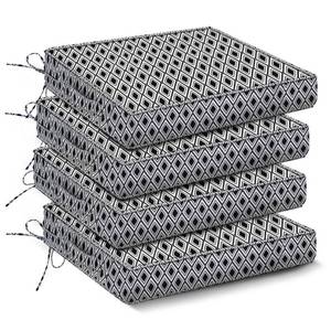 lot 1786 image: IPYNBAP Outdoor Chair Cushions Set of 4 -Waterproof Outdoor Seat Cushions for Patio Furniture, Patio Chair Cushion with Handle and Ties, Out Door Chair Pads,19x19x3-Square, Black Geometry
