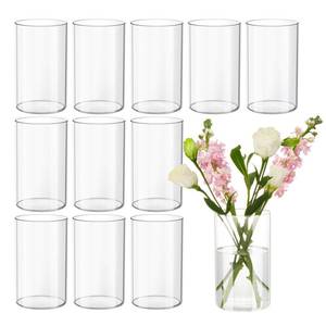 lot 1799 image: Devilfire 12Pcs Glass Cylinder vases for Centerpieces, 6 Inches Tall Flower Vases Wedding Decorations,Bulk Cylinder Flower& Plant Vases,Hurricane Candle Holder for Table Shelf, Party.