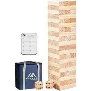 Megwoz Giant Tumble Tower Family Games for Kids and Adults 60 Blocks New Zealand Pine Wooden Blocks Stacking Up to 5 FT for Indoors Outdoors Yard Games for Family
