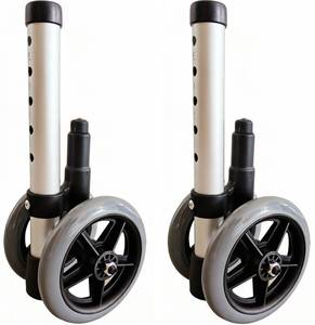 lot 1804 image: 5 Inch Walker Wheels, Adjustable Height Walker Wheels with Brakes, Universal Fit for Most Standard Walkers, Replacement Feet Parts Rollator Accessories (Pack of 2)
