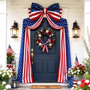 lot 1806 image: Breling 4th of July Patriotic Bunting Door Porch Decorations 32ft Patriotic Porch Banner with Large 4th of July Bow Red White and Blue Independence Day 250th Anniversary Banner Outdoor Yard Decor