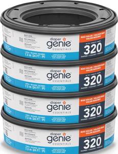 lot 1813 image: Diaper Genie Essentials Round Refill 4-Pack  Holds Up to 1280 Newborn Diapers  Features Unscented Continuous Film  Compatible with Diaper Genie Complete and Expressions Pails