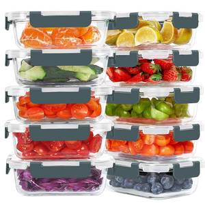 KOMUEE 10 Packs 22 oz Glass Meal Prep Containers, Gray