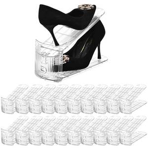 lot 1841 image: beehomay Shoe Slots Organizer��20 Pack Clear Shoe Stackers for a Pair of Shoes,Adjustable Shoe Rack with Three Levels��Shoe Storage Shoe Space Saver