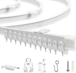 lot 1847 image: JIHXYER Flexible Bendable Ceiling Curtain Track, 22.9 ft (7 m), White
