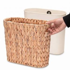 lot 1851 image: Bribay 5 Gallon Wicker Waste Basket with PVC Liner and Built-in Handles