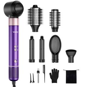 lot 1855 image: Vincofy 7 in1 Hair Styler Dryer Brush Set, 1500W Blow Dryer Brush, Purple