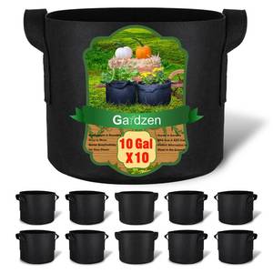 lot 1858 image: Gardzen 10-Pack 10 Gallon Grow Bags Fabric Pots with Heavy Duty Handles