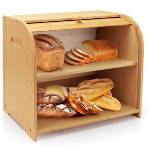 lot 1884 image: Thalomely Bread Box for Kitchen Countertop, Two Layer Roll Top Bread Holder