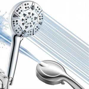 lot 2009 image: BatheCo High Pressure Handheld Shower Head �� 10 Spray Modes with Rain & Massage, Anti-Clog Nozzles, Power Rinse for Tile, Soap & Pets, Chrome Finish, Easy Installation