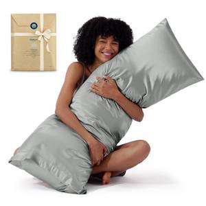 lot 2012 image: Bedsure Satin Body Pillow Pillowcase - Similar to Silk Body Pillow Cover Case with Envelope Closure,Cooling and Silky Long Pillowcase for Hair and Skin,Grey,20x54 Inches